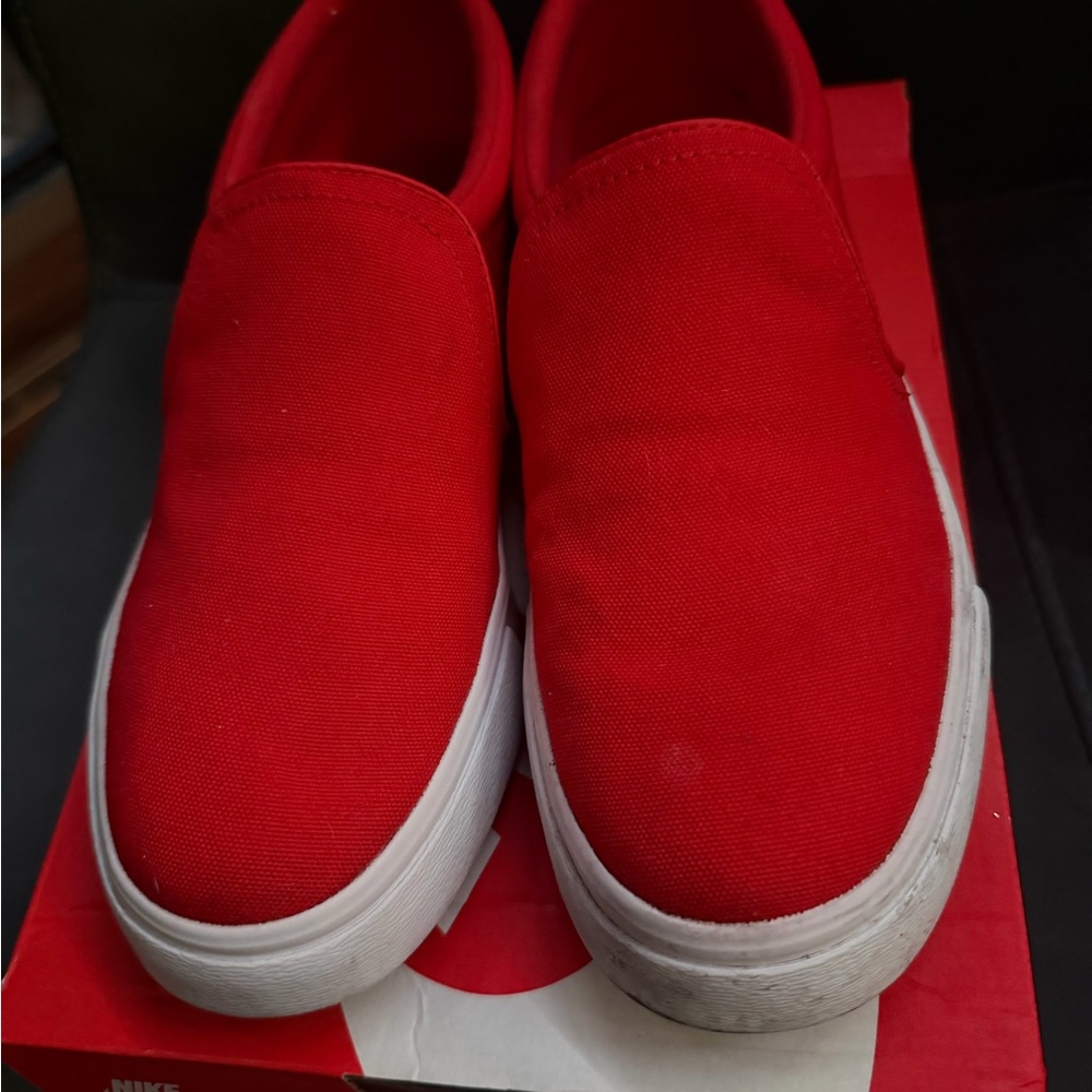 Nike Bright Red Canvas Slip-Ons